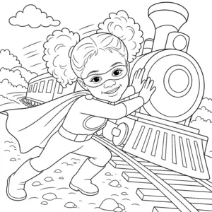 Superhero stopping a train